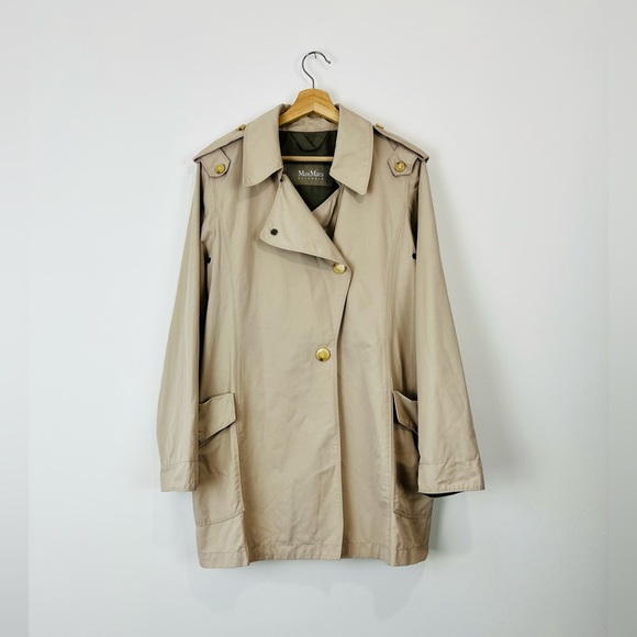 MaxMara Jackets & Blazers - Max Mara Rainwear Beige Shower Proof Modern Tailored Pocket Jacket UK 12